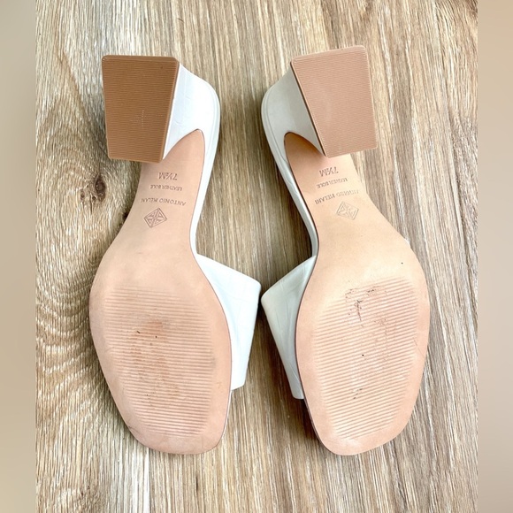 Antonio Melani Merion Ivory Leather Block Heel Mule Sandals Shoe Size 7.5 EUC - Picture 4 of 5